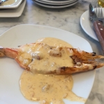 Langostino con crema de marisco Langoustine with seafood sauce